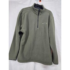 Timberland Mens Olive Green Waffle Grid Fleece Quarter Zip Pullover Jacket LG